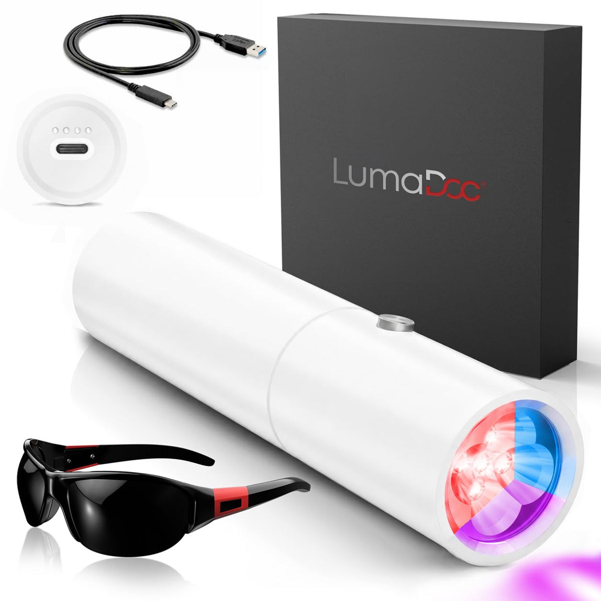 Red, Blue & Near Infrared Light Torch (White), 5 Advanced LEDs