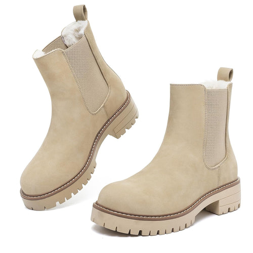 Bravover Women's Faux Fur Lined Chelsea Snow Boots