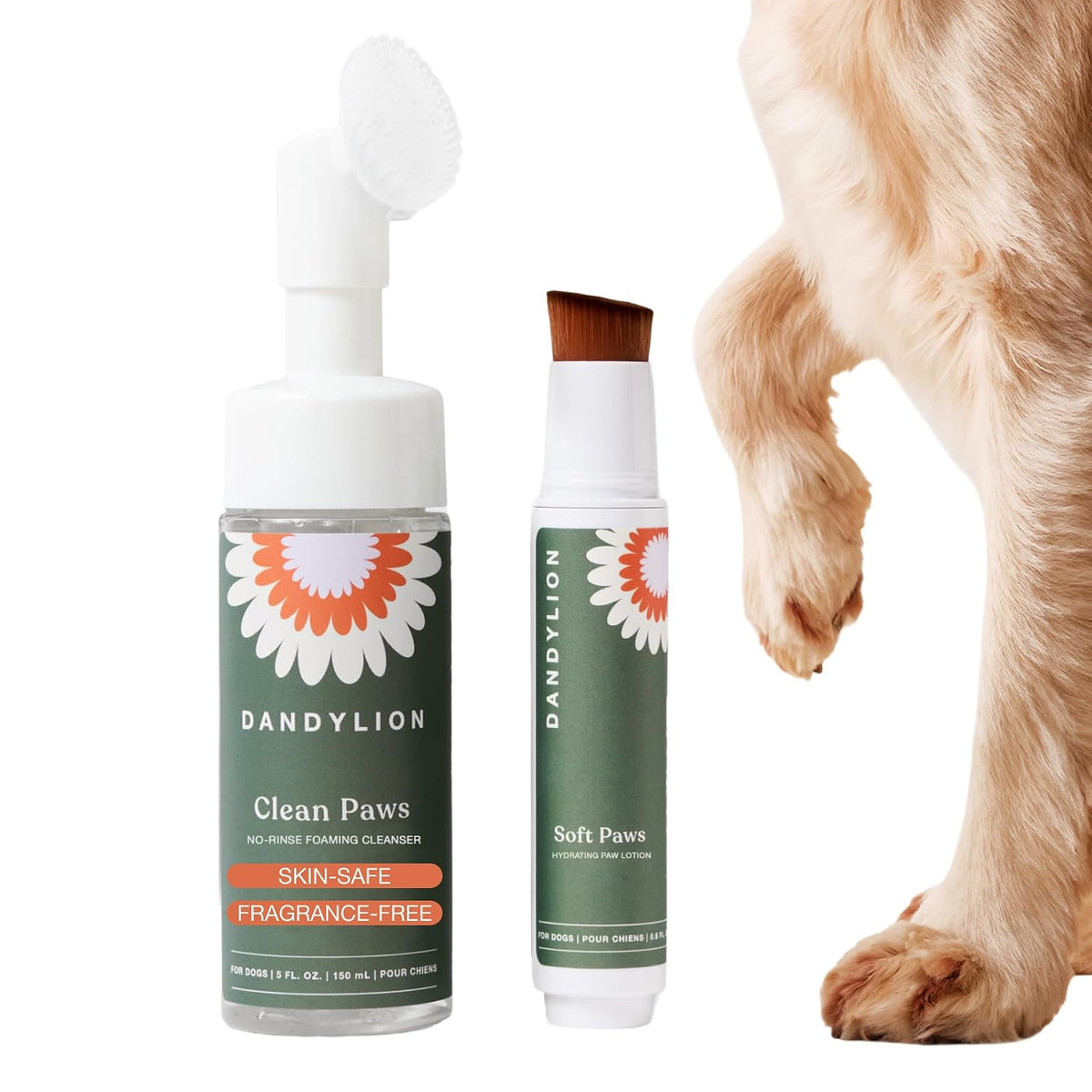 Dandylion Dog Paw Cleaner and Balm Brush Duo