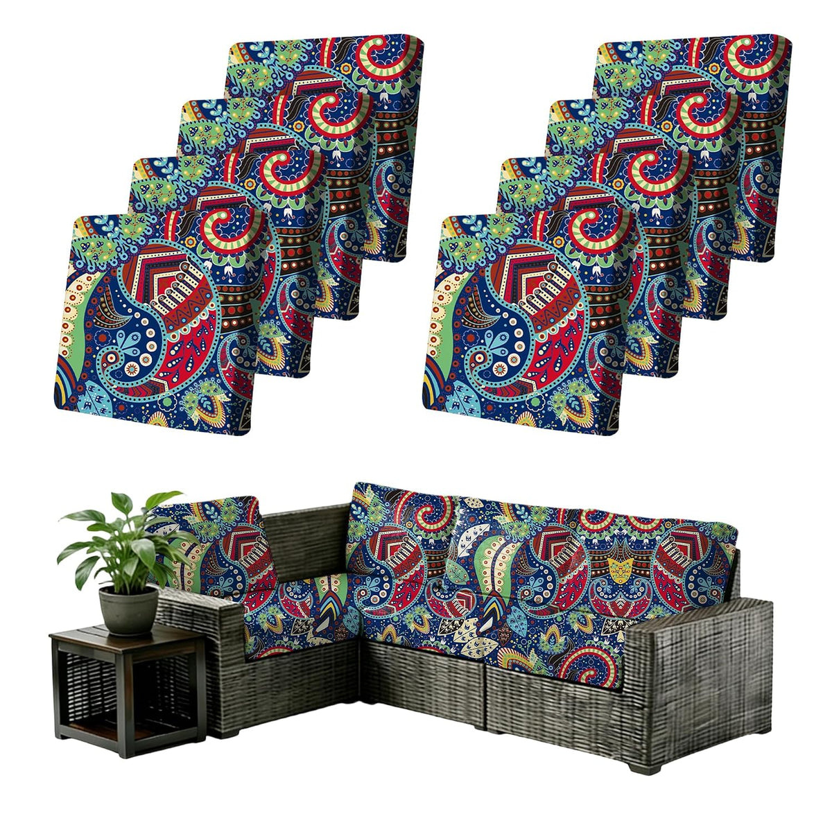 8-Piece Stretch Patio Sofa Cushion Covers